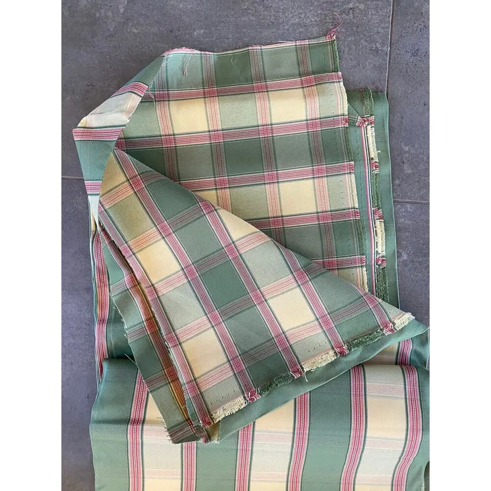 Green & Yellow Striped‎ Fabric with a Touch of Red Interwoven Fabric 57